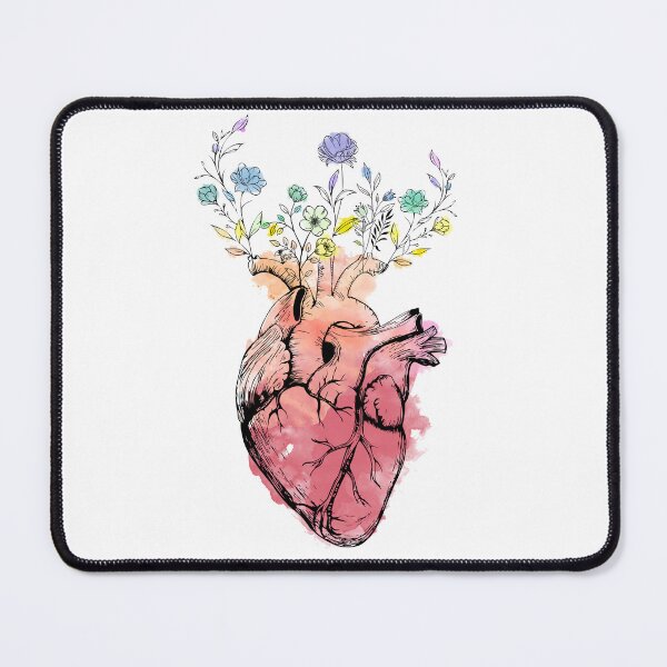 Item preview, watercolor heart with blooming flowers designed and sold by lotsofniches.