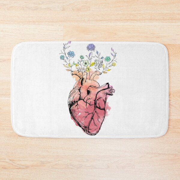 Item preview, watercolor heart with blooming flowers designed and sold by lotsofniches.