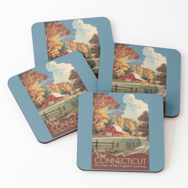 Item preview, Connecticut Countryside Travel Art Vintage designed and sold by KrisSidDesigns.