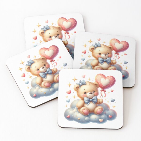 Item preview, Cute Valentine's teddy bear on a cloud designed and sold by JonysCreativeDesigns.