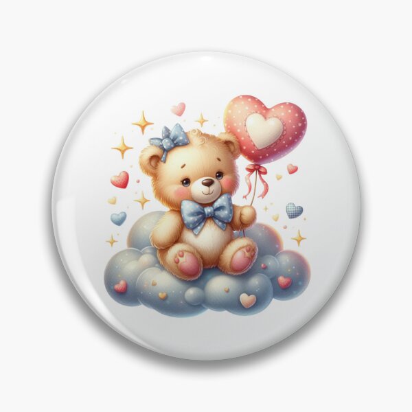 Item preview, Cute Valentine's teddy bear on a cloud designed and sold by JonysCreativeDesigns.