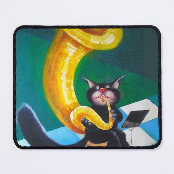 Item preview, Black Cat Playing Tuba - Colorful and Playful Art Print designed and sold by Psycho-Crazy.