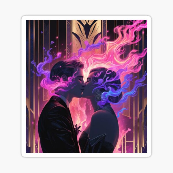 Item preview, Magical Moments: A Kiss Amidst Vibrant Flames designed and sold by KMKDigitalArt.
