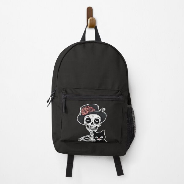 Item preview, Smiling Skeleton Holding a Black Cat | Whimsical & Carnivalesque Illustration designed and sold by counselormom.