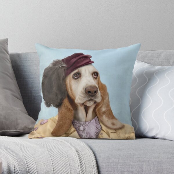 Vintage Basset Hound Throw Pillow