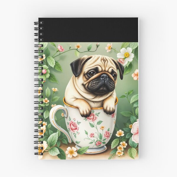 Item preview, Pug in a Mug via pastel vintage wildroses vibes designed and sold by EmeraldeaArt.