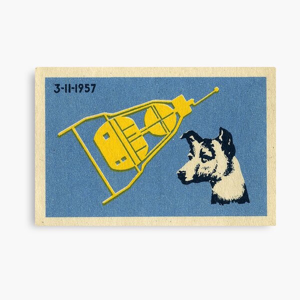 Sputnik 3 & Laika the dog - Soviet Space Art Canvas Print