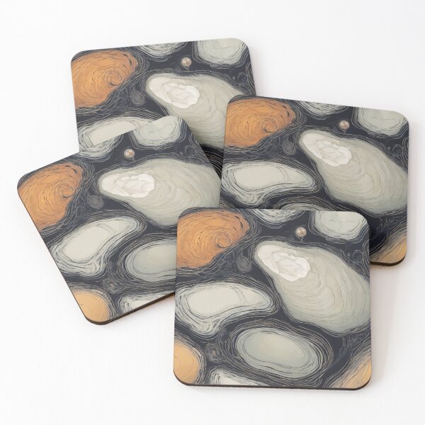 Item preview, Floating Organic Seashell Swirls Shapes – Modern Dynamic Fluid Abstract Art designed and sold by Creative Spark.