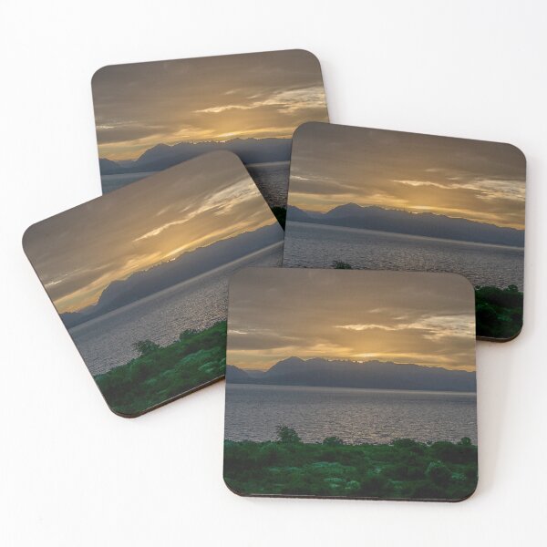 Item preview, Panoramic high contrast sunset scene, nahuel huapi lake, patagonia, argentina designed and sold by DFLC Prints.