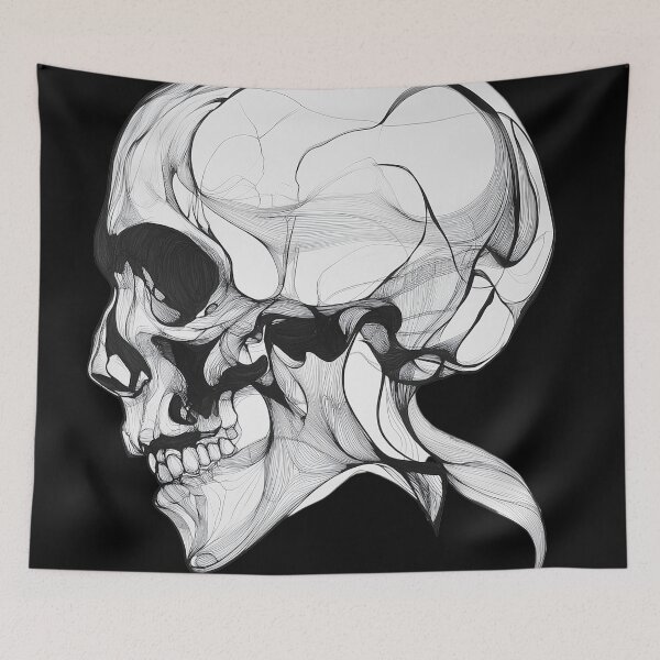 Item preview, Abstract Skull – Futuristic Skull Design in Line Art designed and sold by inksavvystudio.