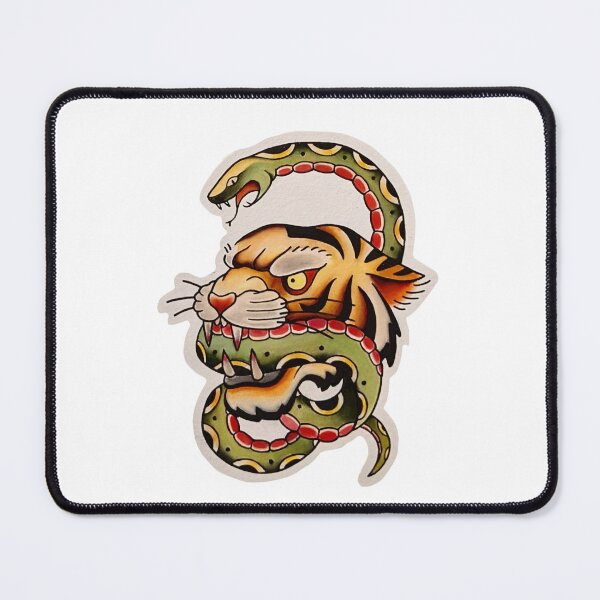 Item preview, Tiger and Snake American trad tattoo style designed and sold by Freyyaah.