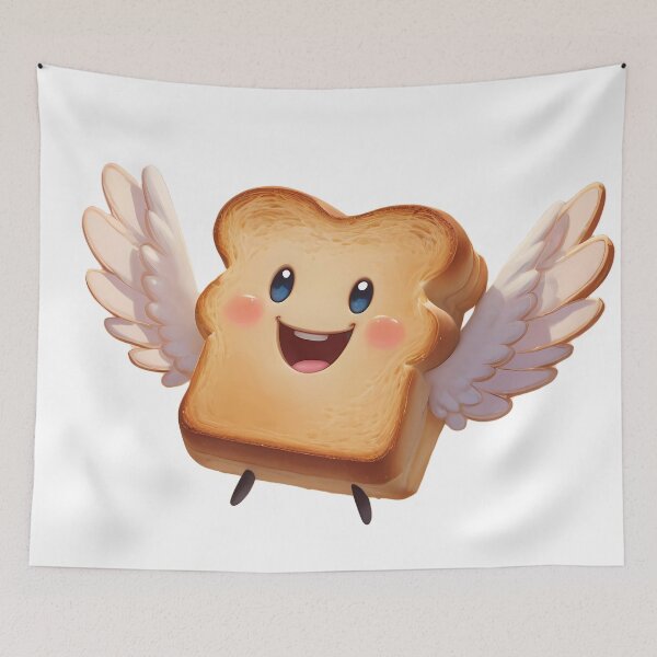 Item preview, Flying Toast of Happiness – Cute Kawaii Angel Bread Sticker designed and sold by KateVil.