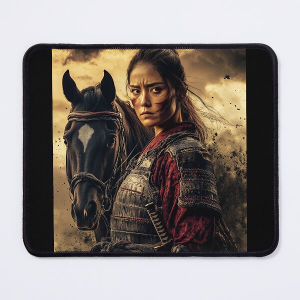 Item preview, Fierce Samurai Warrior and Warhorse – Battle-Ready Spirit designed and sold by ArtVibeCo.