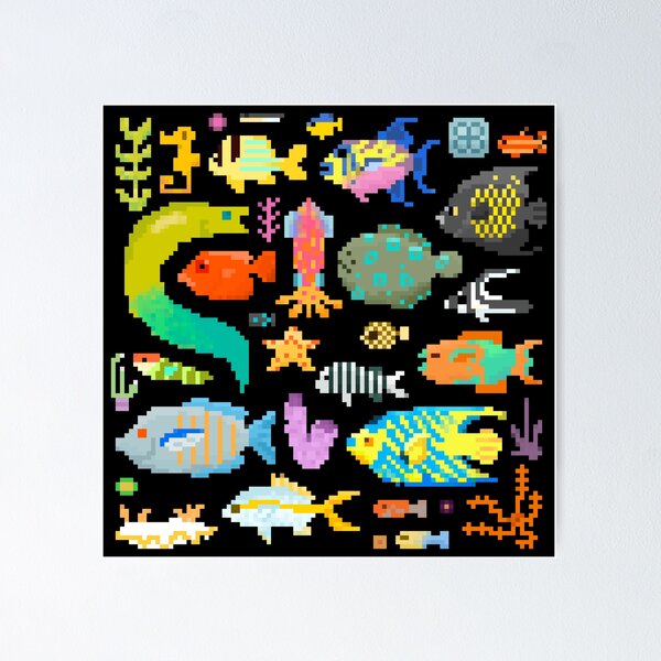 Item preview, Pixel Art of Tropical Reef Fish designed and sold by narwhalwall.