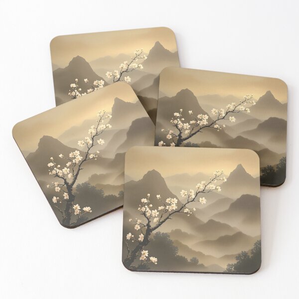 Item preview, Beautiful Asian winter landscape, fog, sakura designed and sold by Coolparrotgirl.