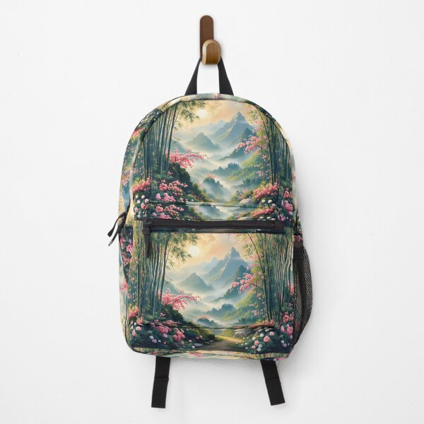 Item preview, Beautiful Asian spring landscape, mountains, sakura, fog designed and sold by Coolparrotgirl.