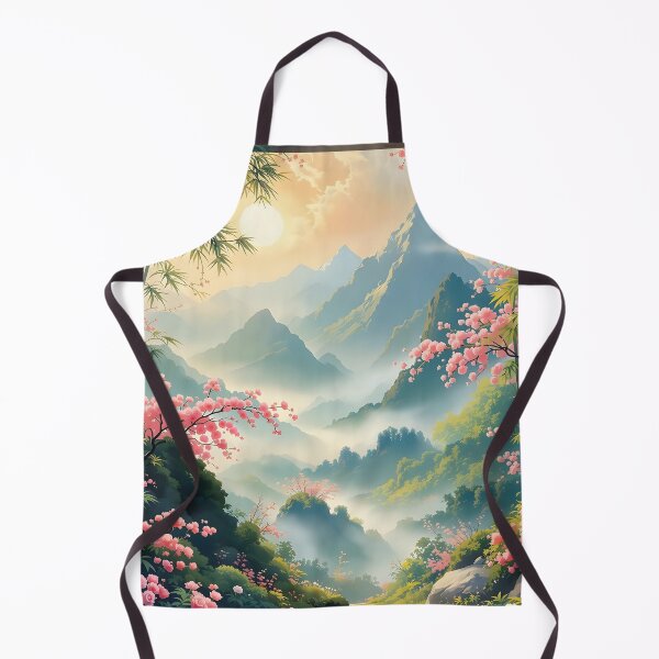 Item preview, Beautiful Asian spring landscape, mountains, sakura, fog designed and sold by Coolparrotgirl.