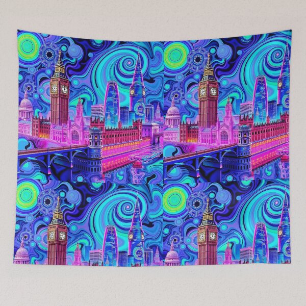 Item preview, London Landmarks in Psychedelic Sunset designed and sold by NelDean.