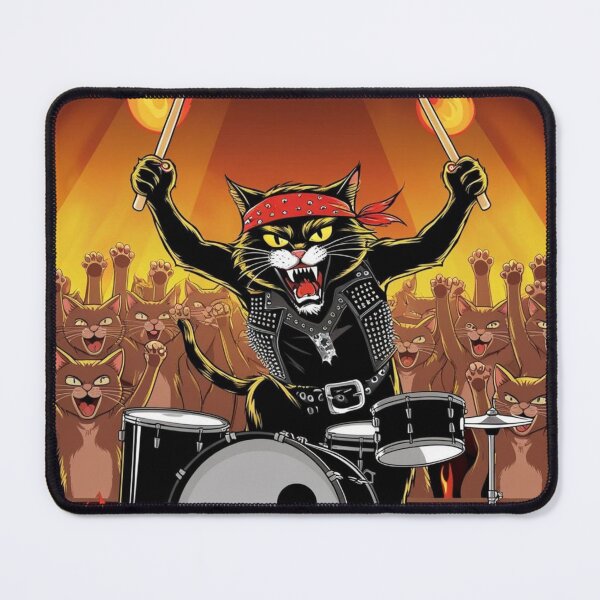 Item preview, Black cat playing drums designed and sold by Artsyvision.