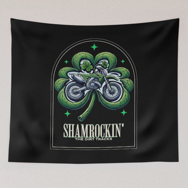Item preview, Shamrockin' The Dirt Track St Patricks Day Shamrock Motorcycle Dirt Bike St Paddys Day Irish Motorbike designed and sold by CarantinedChaos.