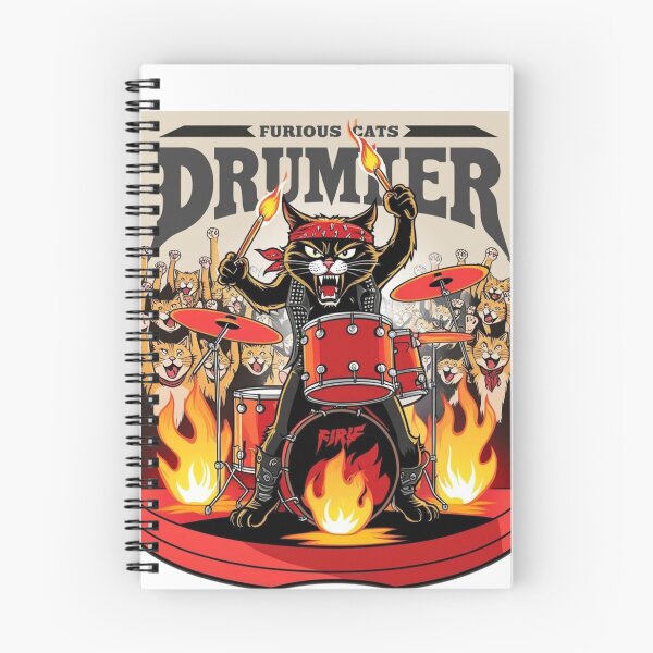 Item preview, Furious cat playing drums designed and sold by Artsyvision.
