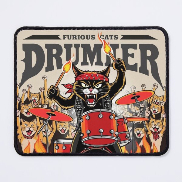 Item preview, Furious cat playing drums designed and sold by Artsyvision.