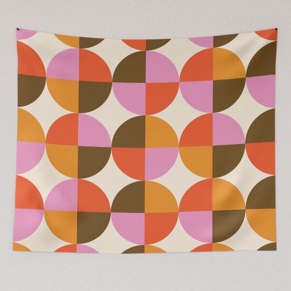 Item preview, Minimalist Mid Century Circles in Orange, Pink, red and brown  designed and sold by Yasminepatterns .