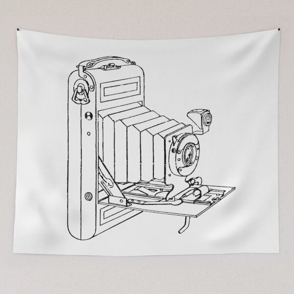 Item preview, Vintage Folding Film Camera Drawing designed and sold by Film Camera Nerds.