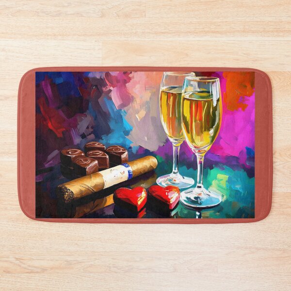 Item preview, Valentine's Day Romantic Indulgence - Prosecco, Chocolates, Cigar, and Heart Tokens AI Generated Abstract Digital Art designed and sold by OlfactoART Studio.