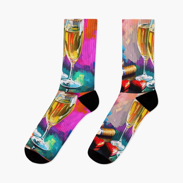 Item preview, Valentine's Day Romantic Indulgence - Prosecco, Chocolates, Cigar, and Heart Tokens AI Generated Abstract Digital Art designed and sold by OlfactoART Studio.