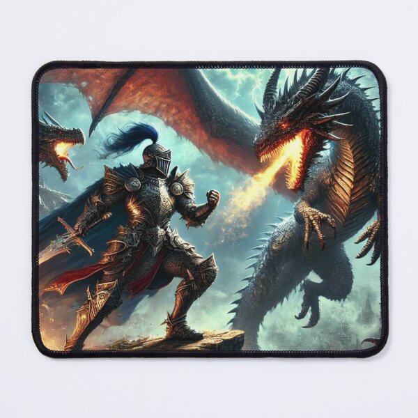 Item preview, A Brave Knight Confronting Two Fire-Breathing Dragons designed and sold by CREATIONS BY AROKH.