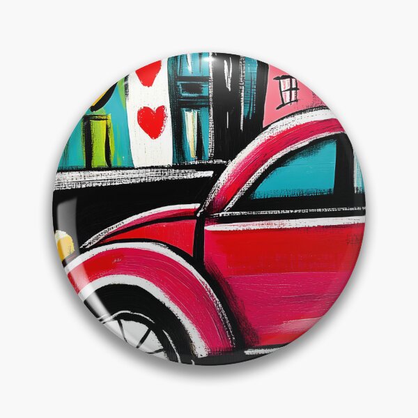 Item preview, Paris Valentine Romance - Vibrant Red Car and a Colorful Cityscape Filled with Floating Hearts designed and sold by OlfactoART Studio.