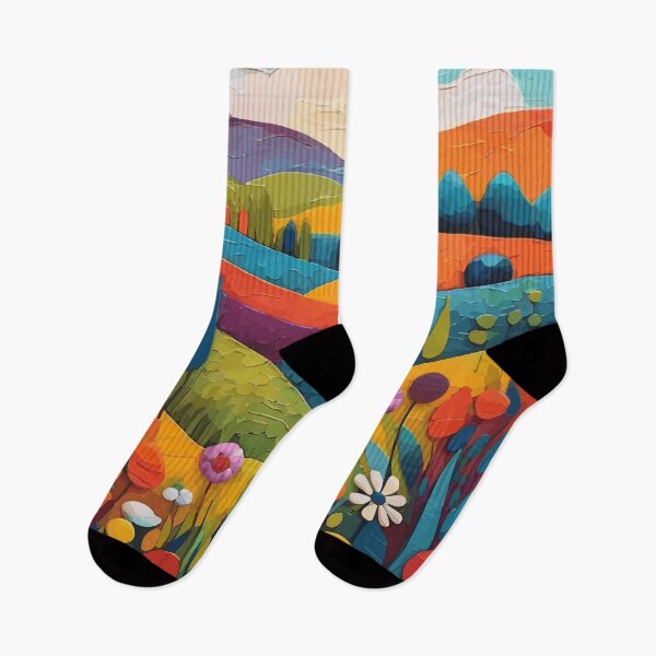 Item preview, Colorful Abstract Landscape with Wildflowers  designed and sold by Vicky Brago-Mitchell®.