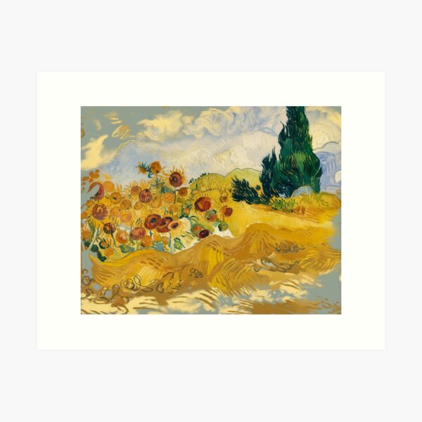 Aperçu de l'œuvre Motif de tournesol inspiré de Van Gogh | Motif floral provençal sans couture. Art par Carraann créée et vendue par Carraann .
