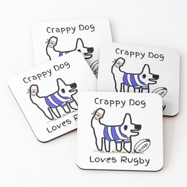 Item preview, Crappy dog loves rugby- crappy dog is a right flanker! designed and sold by TheRubberOnion.
