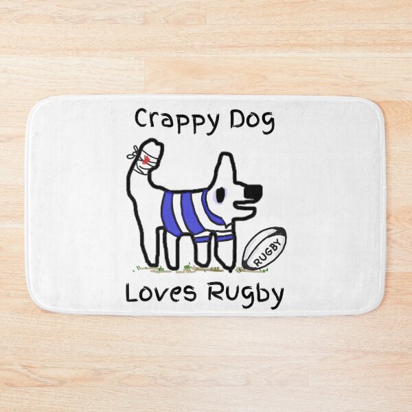 Item preview, Crappy dog loves rugby- crappy dog is a right flanker! designed and sold by TheRubberOnion.