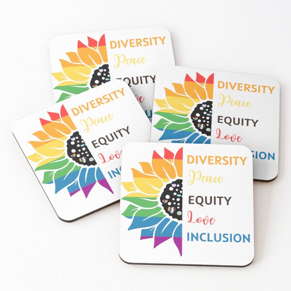 Item preview, Diversity Peace Equity Love Inclusion – Rainbow Sunflower Design designed and sold by Sweet-A-Dsignz.