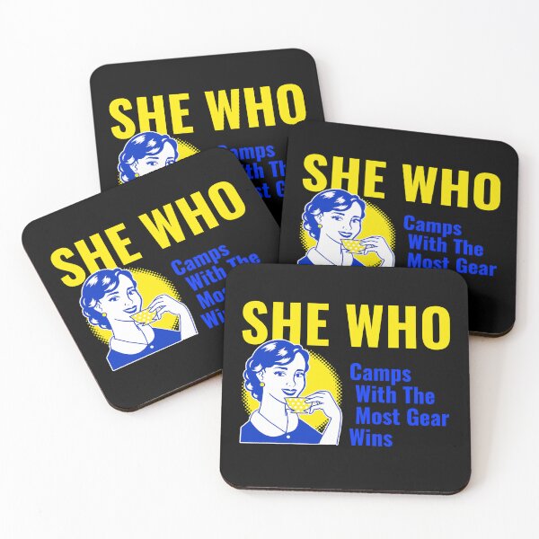 Item preview, She Who Camps with the Most Gear Wins Camping Women T-Shirt designed and sold by All About Merch.