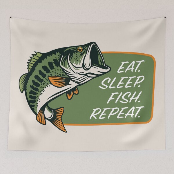 Item preview, Bass Eat Sleep Fish Repeat Sticker designed and sold by BlueSkyTheory.