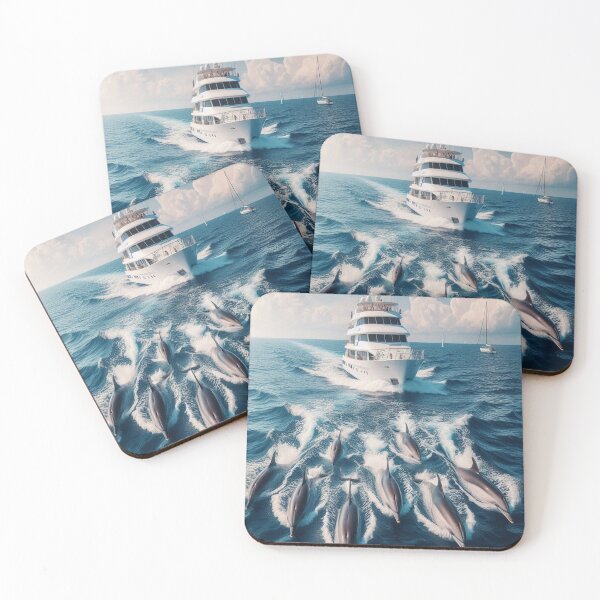 Item preview, Dolphins & A Yacht designed and sold by MajesticPx.