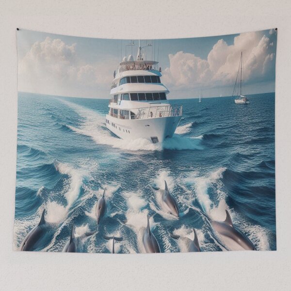 Item preview, Dolphins & A Yacht designed and sold by MajesticPx.