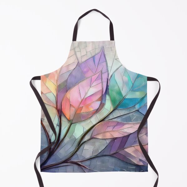 Item preview, Leafy garden, leaves in stained glass effect, muted Pastel boho floral, leaf garden, watercolor coloured botanicals designed and sold by navitalidesign.
