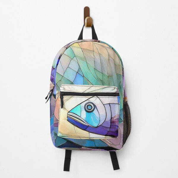Item preview, School of fish in stained glass effect, muted Pastel painting, watercolor underwater fish, under the sea, ocean, fish designed and sold by navitalidesign.