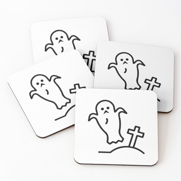 Item preview, outline of a cute ghost in a cemetery designed and sold by optimusprime39.
