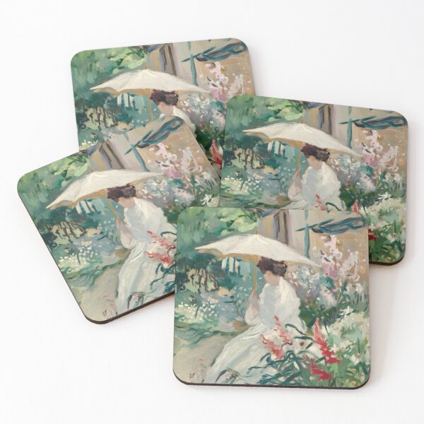 Item preview, Elegant French Garden Impressionist Painting | Woman with Parasol & Flowers.  designed and sold by CARRAANN.