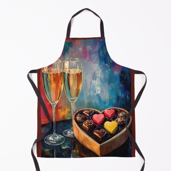 Item preview, Valentine Toast - Elegant Prosecco Drinks and Heart-Shaped Chocolates in a Festive Blend of Abstract Vibrant Colors Digital AI Art designed and sold by OlfactoART Studio.