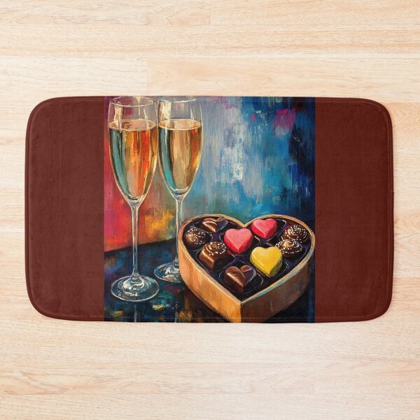 Item preview, Valentine Toast - Elegant Prosecco Drinks and Heart-Shaped Chocolates in a Festive Blend of Abstract Vibrant Colors Digital AI Art designed and sold by OlfactoART Studio.