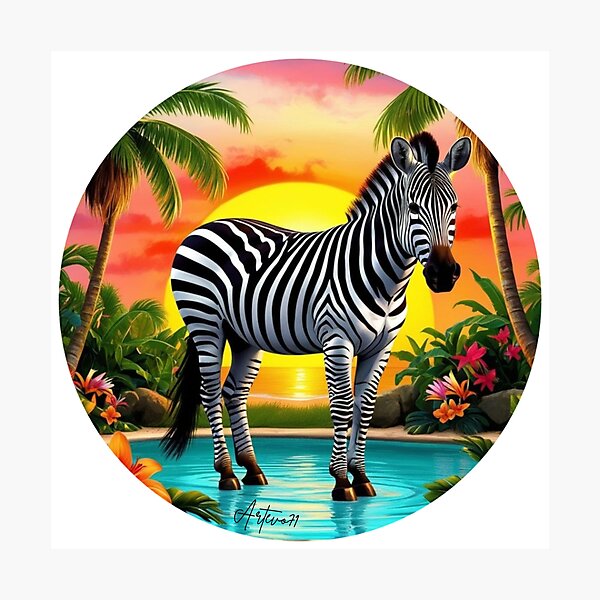 Item preview, "Zebra in Paradise: Sunrise Serenity" designed and sold by Artevo71.