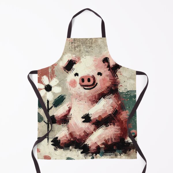 Aperçu de l'œuvre Blissful Oink - Cochon rose avec fleur créée et vendue par Porosenok.