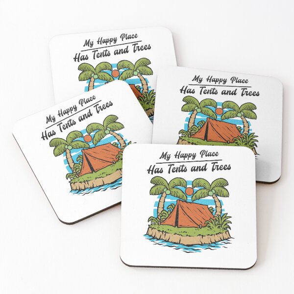 Item preview, My Happy Place Has Tents and Trees Camping Women T-Shirt designed and sold by All About Merch.